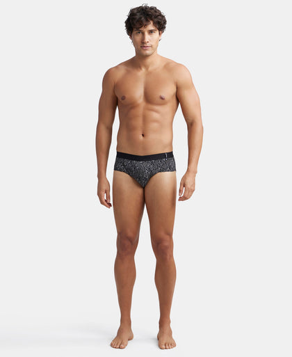 Super Combed Cotton Printed Brief with Ultrasoft Waistband - Black
