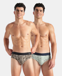 Super Combed Cotton Printed Brief with Ultrasoft Waistband - Jadeite & Earth (Pack of 2)