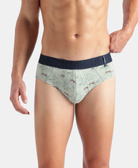 Super Combed Cotton Printed Brief with Ultrasoft Waistband - Jadeite & Earth (Pack of 2)
