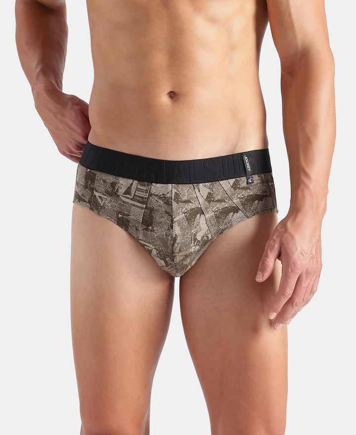 Super Combed Cotton Printed Brief with Ultrasoft Waistband - Jadeite & Earth (Pack of 2)