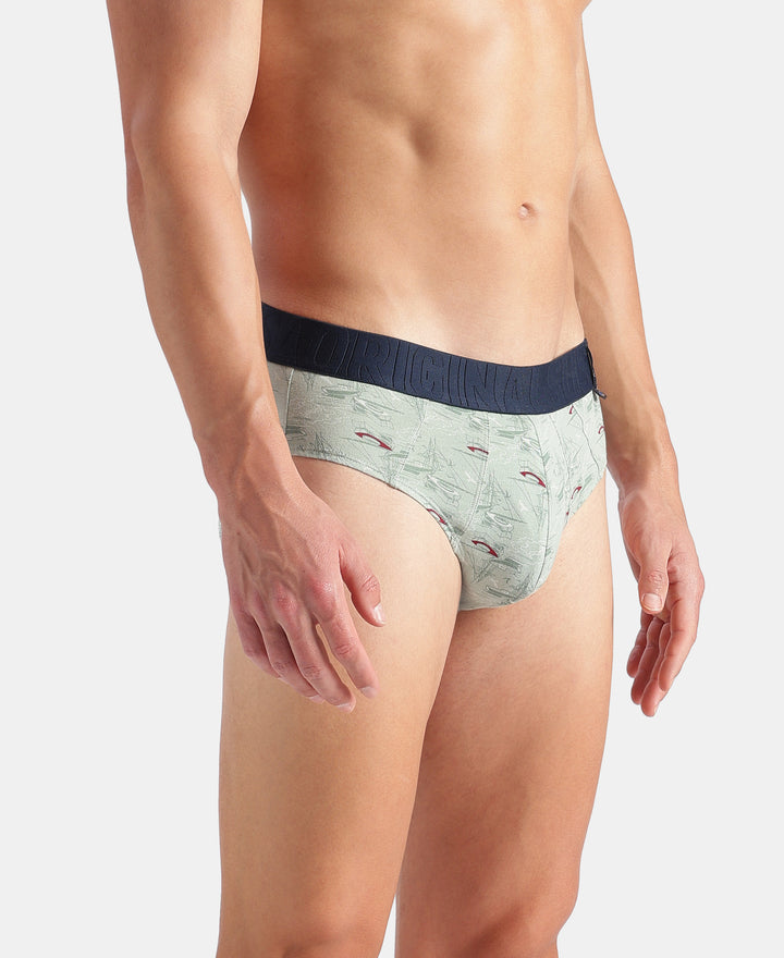 Super Combed Cotton Printed Brief with Ultrasoft Waistband - Jadeite & Earth (Pack of 2)