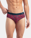 Super Combed Cotton Printed Brief with Ultrasoft Waistband - Karanda Red
