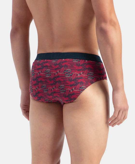 Super Combed Cotton Printed Brief with Ultrasoft Waistband - Karanda Red