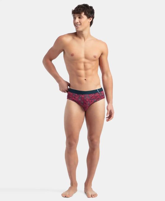 Super Combed Cotton Printed Brief with Ultrasoft Waistband - Karanda Red