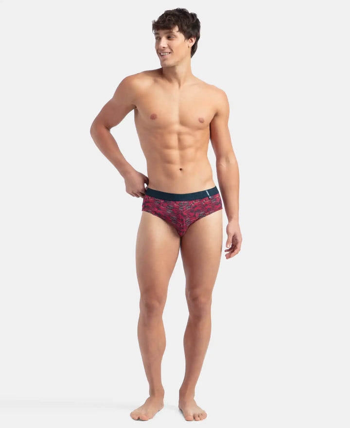 Super Combed Cotton Printed Brief with Ultrasoft Waistband - Karanda Red