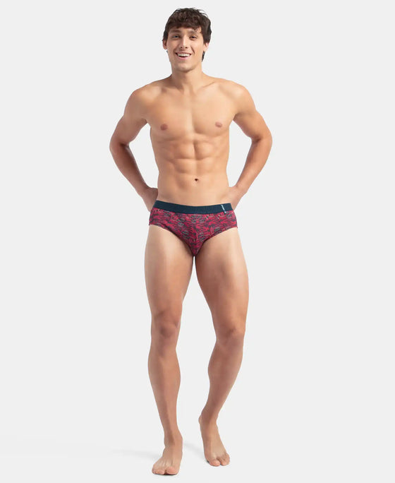 Super Combed Cotton Printed Brief with Ultrasoft Waistband - Karanda Red