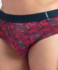 Super Combed Cotton Printed Brief with Ultrasoft Waistband - Karanda Red