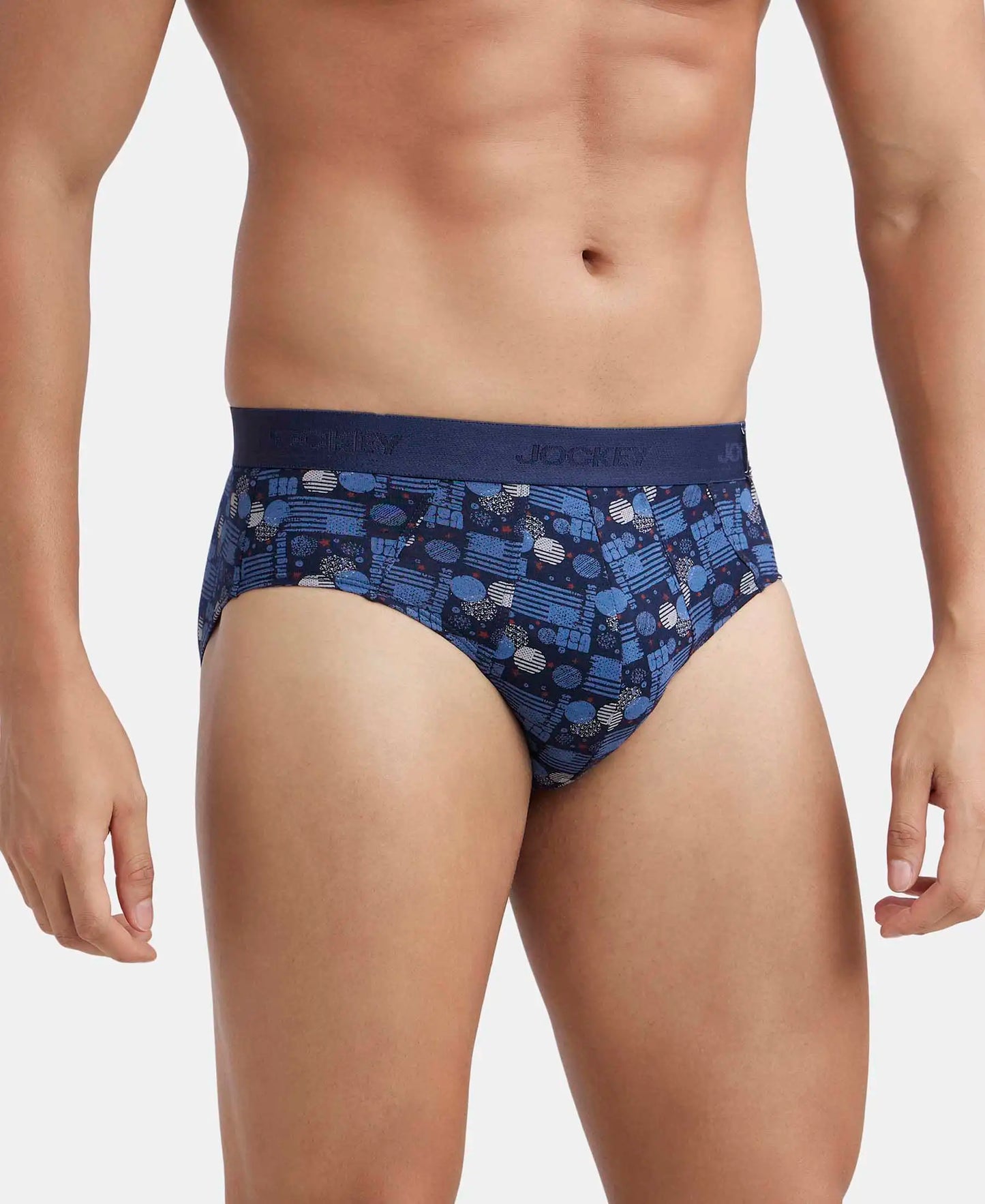 Super Combed Cotton Printed Brief with Ultrasoft Waistband - Navy-2