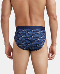 Super Combed Cotton Printed Brief with Ultrasoft Waistband - Navy-3