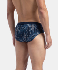 Super Combed Cotton Printed Brief with Ultrasoft Waistband - Navy
