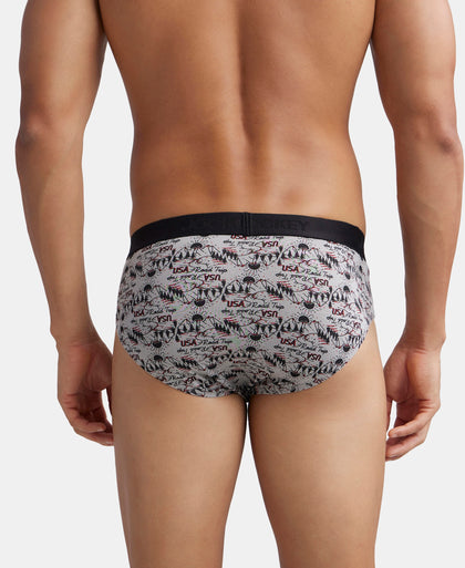 Super Combed Cotton Printed Brief with Ultrasoft Waistband - Nickle & Black (Pack of 2)