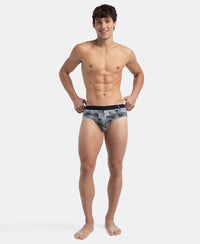 Super Combed Cotton Printed Brief with Ultrasoft Waistband - Nickle & Black (Pack of 2)