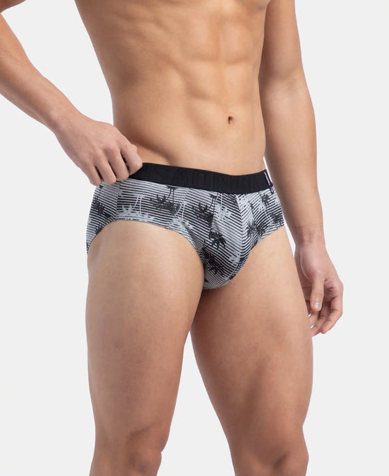 Super Combed Cotton Printed Brief with Ultrasoft Waistband - Nickle & Black (Pack of 2)
