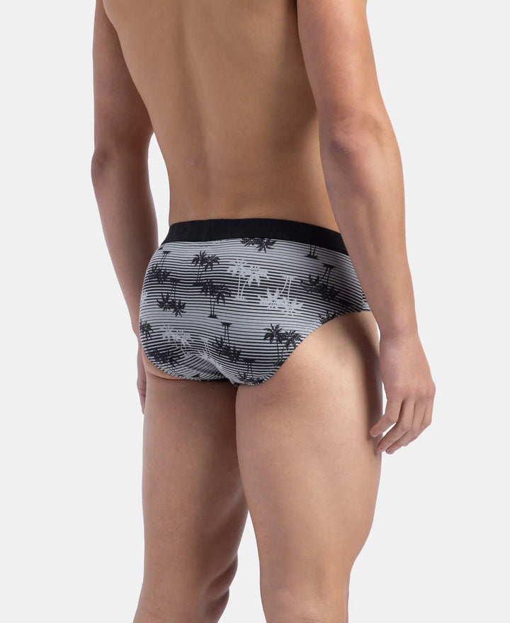 Super Combed Cotton Printed Brief with Ultrasoft Waistband - Nickle & Black (Pack of 2)