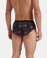 Super Combed Cotton Printed Brief with Ultrasoft Waistband - Nickle & Black (Pack of 2)