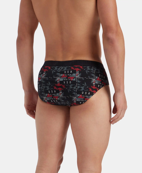 Super Combed Cotton Printed Brief with Ultrasoft Waistband - Nickle & Black (Pack of 2)