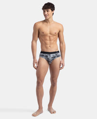 Super Combed Cotton Printed Brief with Ultrasoft Waistband - Nickle & Black (Pack of 2)