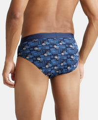 Super Combed Cotton Printed Brief with Ultrasoft Waistband - Navy Brick Red (Pack of 2)