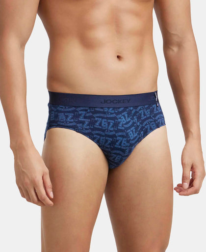 Super Combed Cotton Printed Brief with Ultrasoft Waistband - Navy Dusk Blue (Pack of 2)-5
