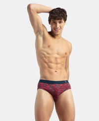 Super Combed Cotton Printed Brief with Ultrasoft Waistband - Navy & Karanda Red (Pack of 2)