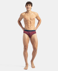 Super Combed Cotton Printed Brief with Ultrasoft Waistband - Navy & Karanda Red (Pack of 2)