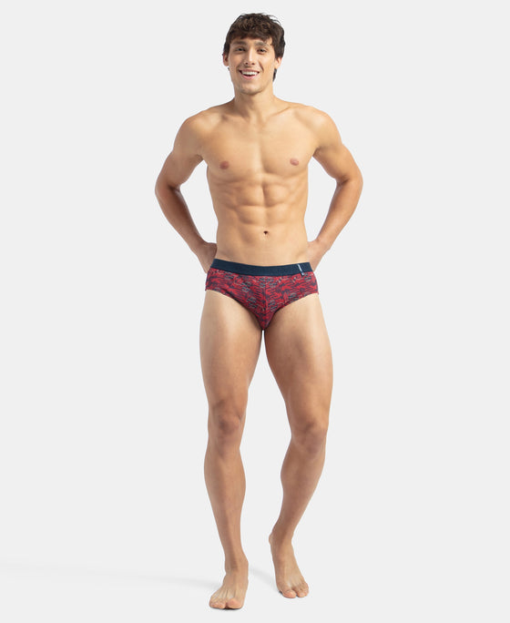 Super Combed Cotton Printed Brief with Ultrasoft Waistband - Navy & Karanda Red (Pack of 2)
