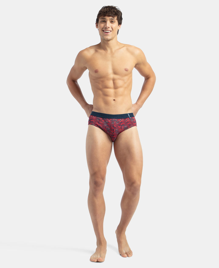 Super Combed Cotton Printed Brief with Ultrasoft Waistband - Navy & Karanda Red (Pack of 2)