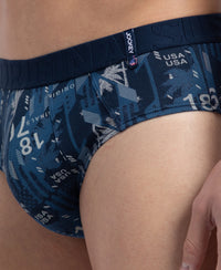 Super Combed Cotton Printed Brief with Ultrasoft Waistband - Navy & Karanda Red (Pack of 2)