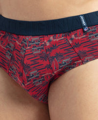Super Combed Cotton Printed Brief with Ultrasoft Waistband - Navy & Karanda Red (Pack of 2)