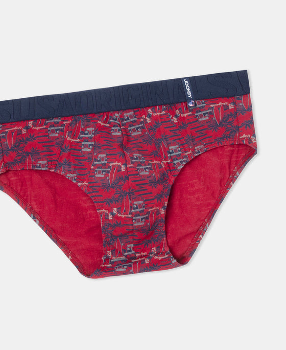Super Combed Cotton Printed Brief with Ultrasoft Waistband - Navy & Karanda Red (Pack of 2)