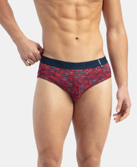 Super Combed Cotton Printed Brief with Ultrasoft Waistband - Navy & Karanda Red (Pack of 2)