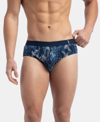 Super Combed Cotton Printed Brief with Ultrasoft Waistband - Navy & Nickle (Pack of 2)