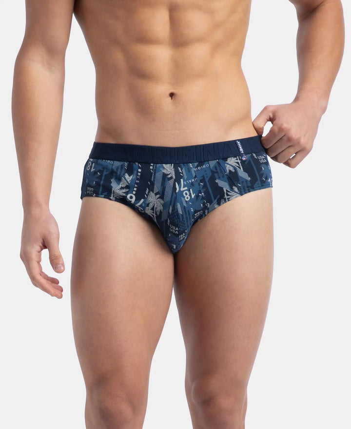 Super Combed Cotton Printed Brief with Ultrasoft Waistband - Navy & Nickle (Pack of 2)
