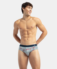 Super Combed Cotton Printed Brief with Ultrasoft Waistband - Navy & Nickle (Pack of 2)