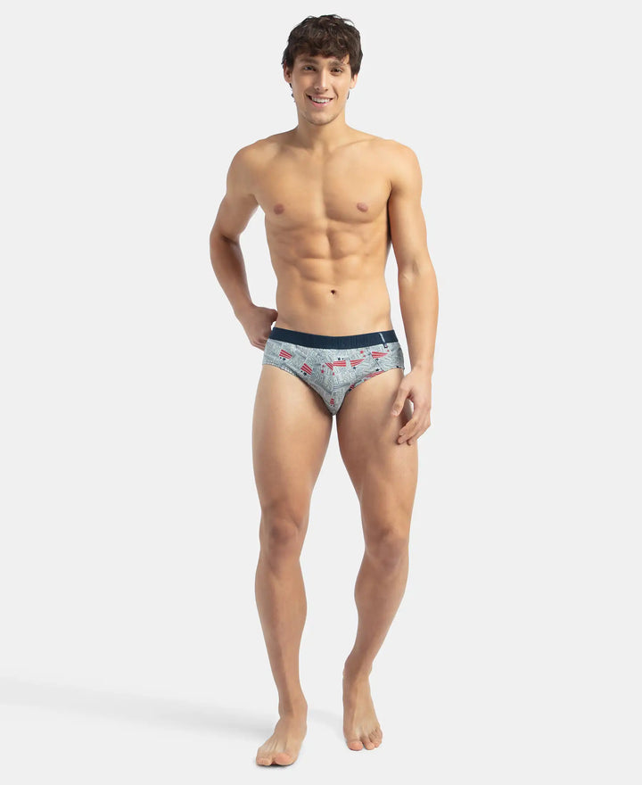 Super Combed Cotton Printed Brief with Ultrasoft Waistband - Navy & Nickle (Pack of 2)