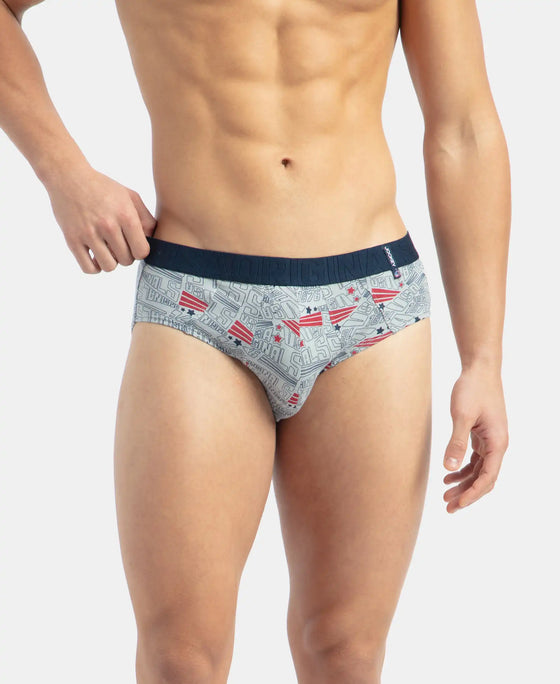 Super Combed Cotton Printed Brief with Ultrasoft Waistband - Navy & Nickle (Pack of 2)