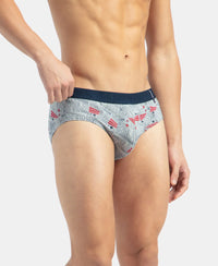 Super Combed Cotton Printed Brief with Ultrasoft Waistband - Navy & Nickle (Pack of 2)
