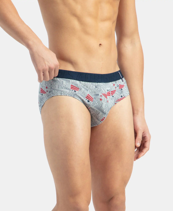 Super Combed Cotton Printed Brief with Ultrasoft Waistband - Navy & Nickle (Pack of 2)