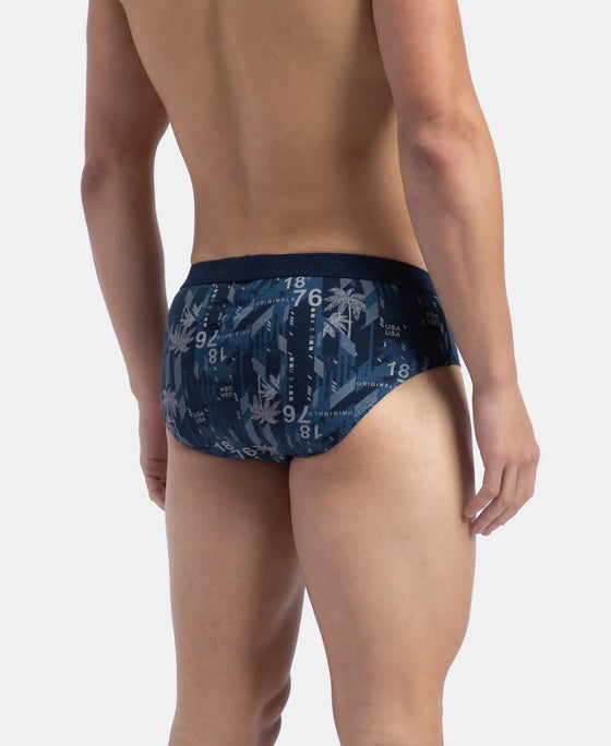 Super Combed Cotton Printed Brief with Ultrasoft Waistband - Navy & Nickle (Pack of 2)