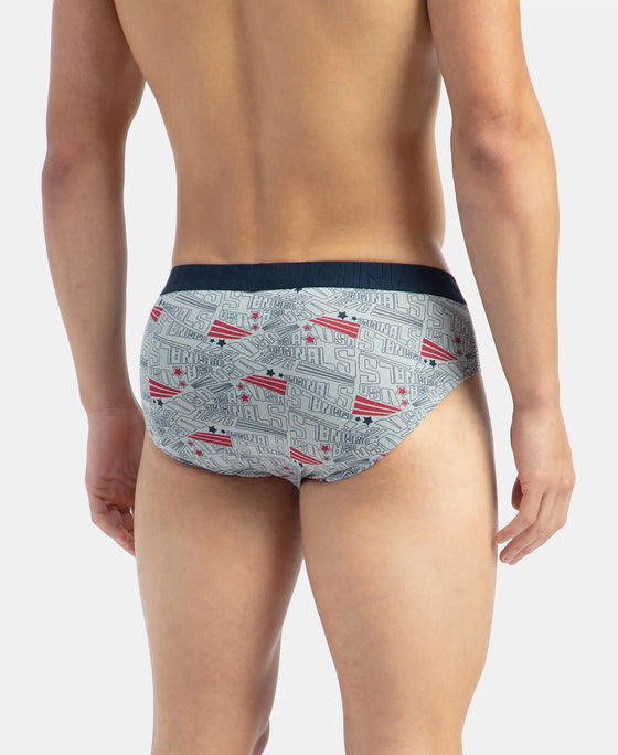 Super Combed Cotton Printed Brief with Ultrasoft Waistband - Navy & Nickle (Pack of 2)