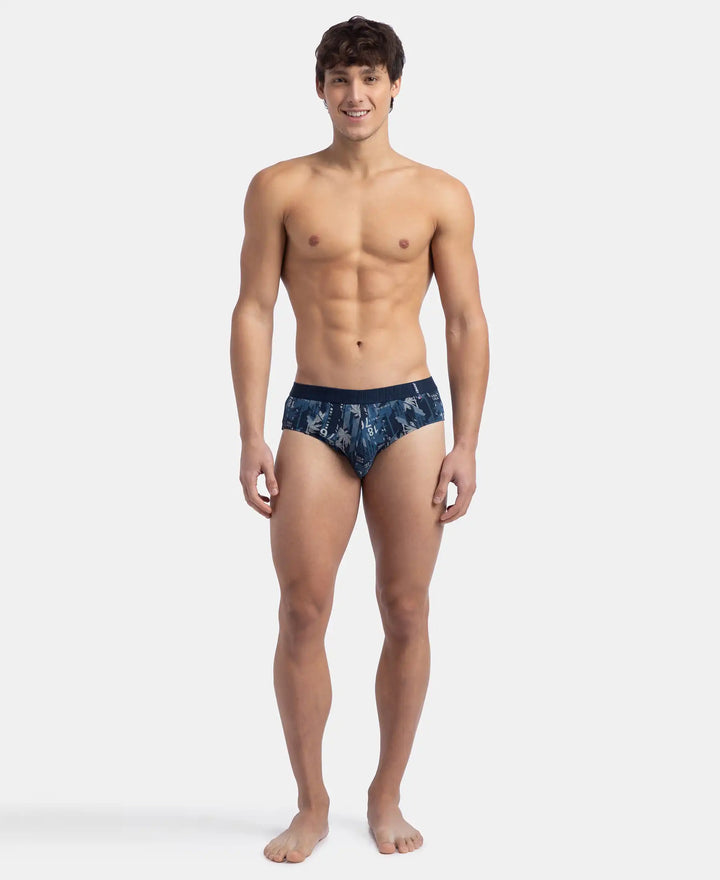 Super Combed Cotton Printed Brief with Ultrasoft Waistband - Navy & Nickle (Pack of 2)