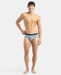 Super Combed Cotton Printed Brief with Ultrasoft Waistband - Navy & Nickle (Pack of 2)