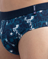 Super Combed Cotton Printed Brief with Ultrasoft Waistband - Navy & Seaport Teal (Pack of 2)
