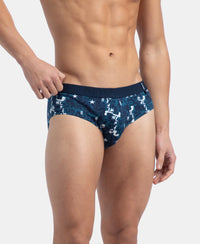Super Combed Cotton Printed Brief with Ultrasoft Waistband - Navy & Seaport Teal (Pack of 2)