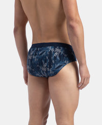 Super Combed Cotton Printed Brief with Ultrasoft Waistband - Navy & Seaport Teal (Pack of 2)