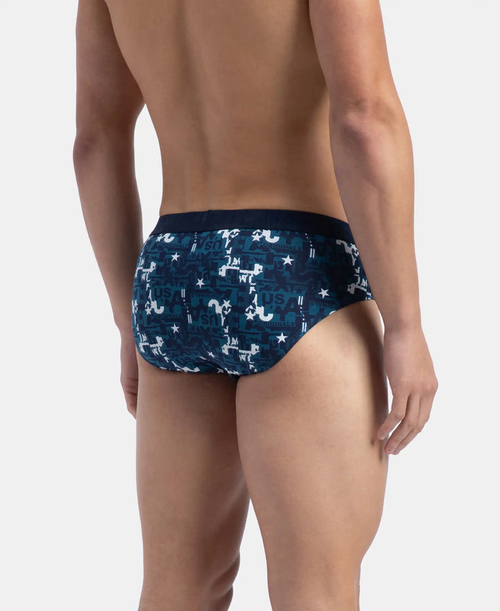 Super Combed Cotton Printed Brief with Ultrasoft Waistband - Navy & Seaport Teal (Pack of 2)