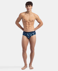 Super Combed Cotton Printed Brief with Ultrasoft Waistband - Navy & Seaport Teal (Pack of 2)