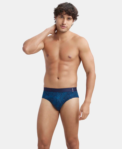 Super Combed Cotton Printed Brief with Ultrasoft Waistband - Seaport Teal-5