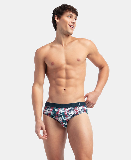 Super Combed Cotton Printed Brief with Ultrasoft Waistband - White & Black (Pack of 2)