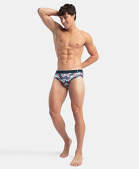 Super Combed Cotton Printed Brief with Ultrasoft Waistband - White & Black (Pack of 2)